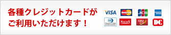 各種クレジットカードがご利用いただけます！